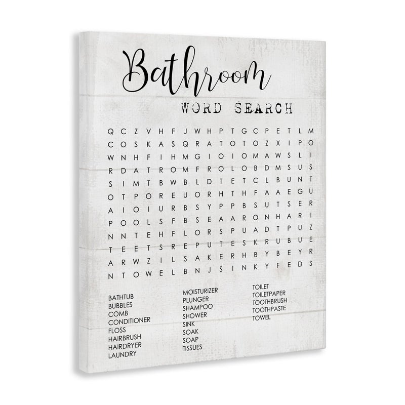 Stupell Industries Bathroom Word Search Family Fun, Designed By Daphne Polselli, 16 x 20, Canvas Wall Art - Image 3